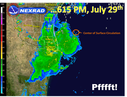 What was left of the cluster of storms over the Lower RGV, at 615 PM CDT July 29th (click to enlarge)