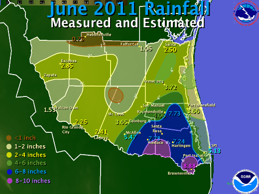  June 2011 Rainfall map (click to enlarge)