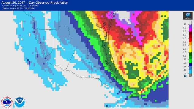 Primary rainfall for period when Hurricane Harvey passed well east of the Rio Grande Valley