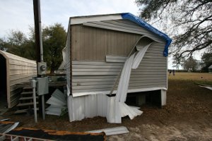 Mobile home damage photo.