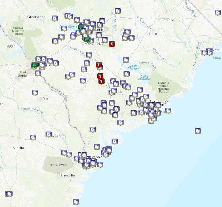 Map of storm reports