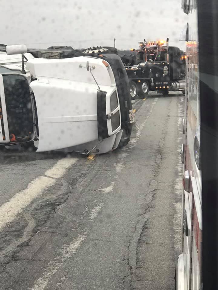 Tractor Trailer flipped in Bradner, OH