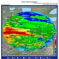 radar estimated precipitation Sunday into Monday