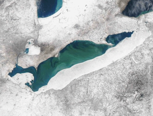 animation of lake erie ice cover