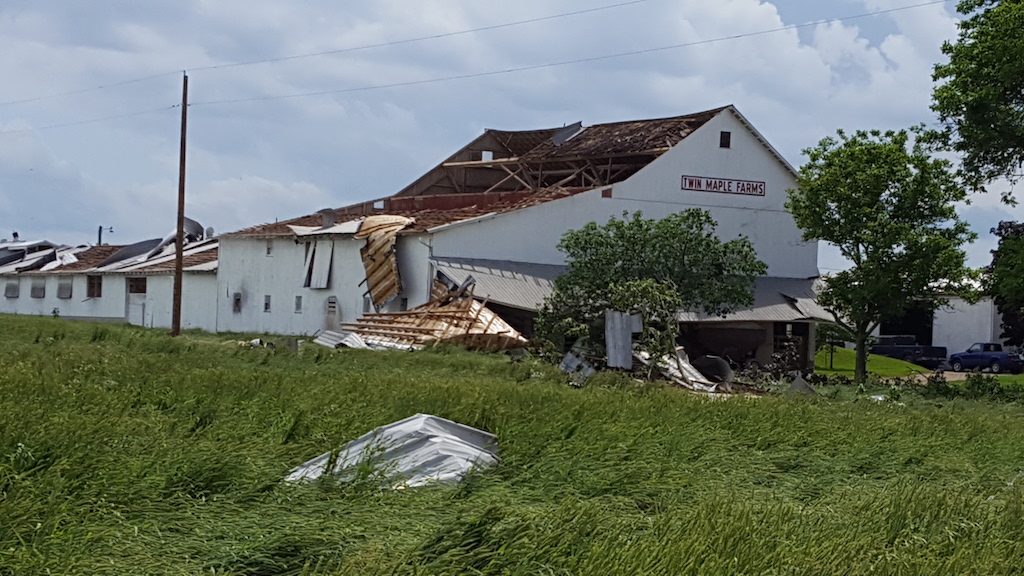 Damage to Barn in Wayne County from Microburst