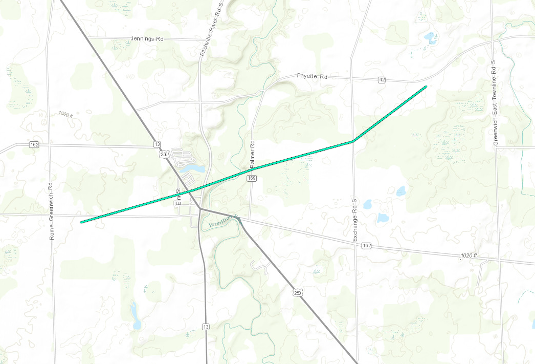 Map of the Fitchville Tornado Track as Described by the Above Public Information Statement