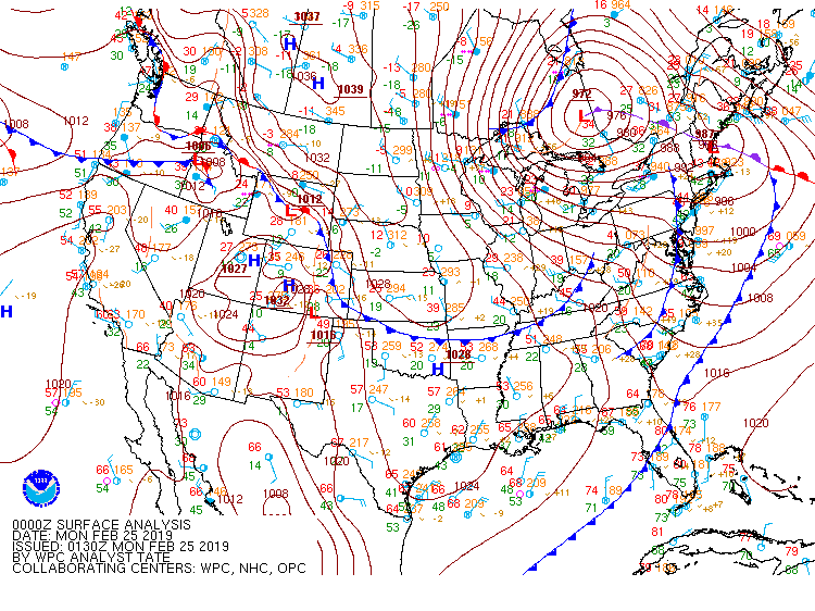 Surface Analysis at 7 PM on Sunday