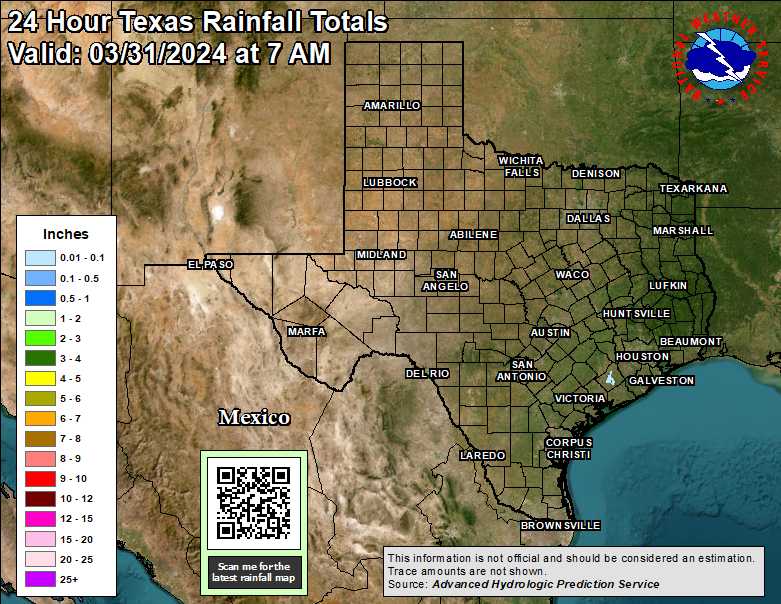 Observed Texas Regional and State Rainfall 24 hour 48 hour 72