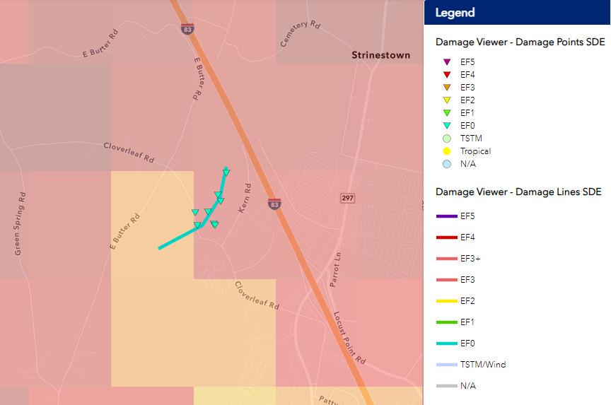 Map/Location of damage, zoomed