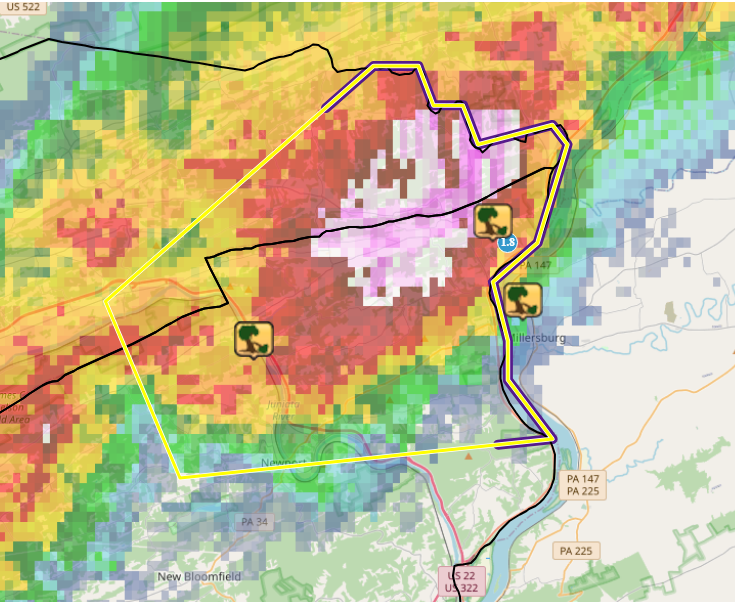 radar image at time of damage