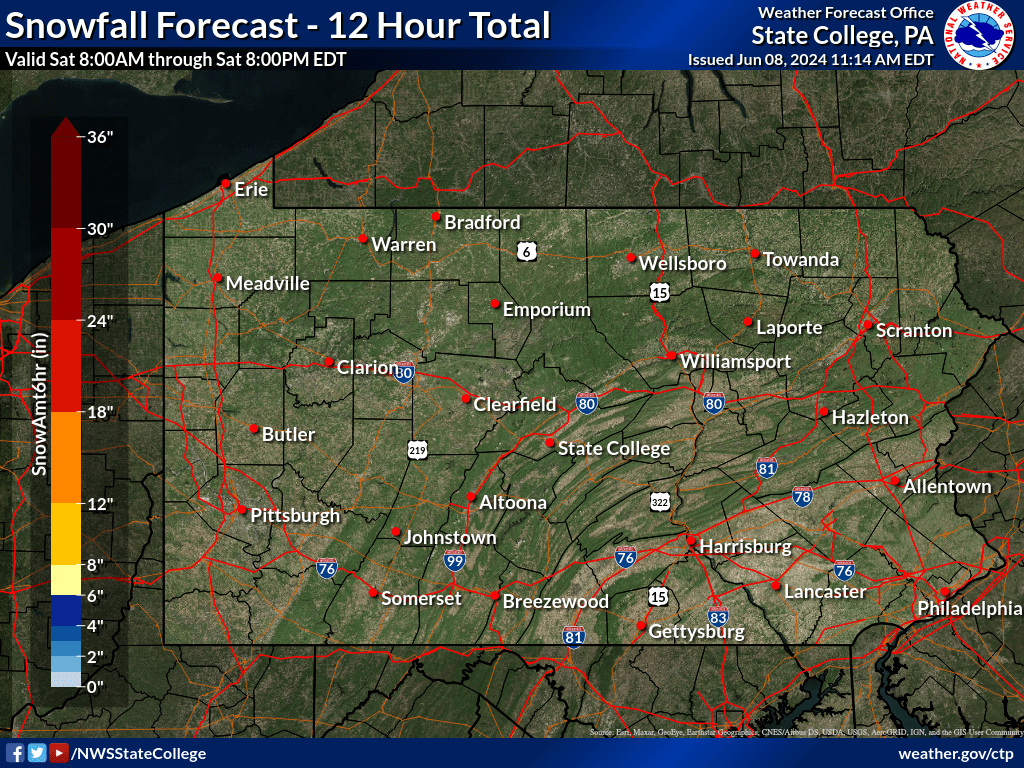 0 to 12 Hour Snow Amount Forecast