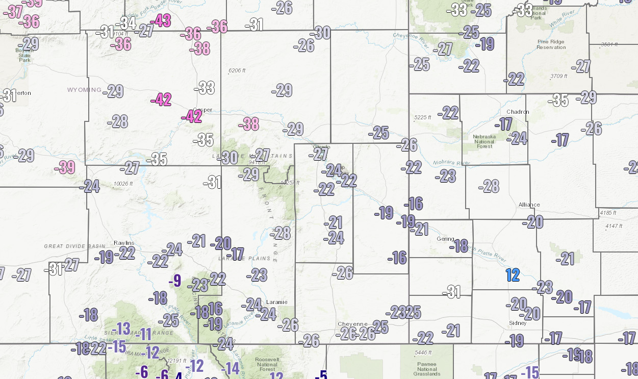 minmum wind chill for 12/22/22