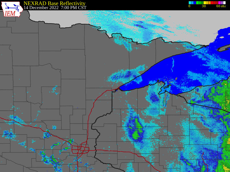 Radar Image for the second wave of all snow, 7pm Wednesday December 14th to 2pm Thursday, December 15th.