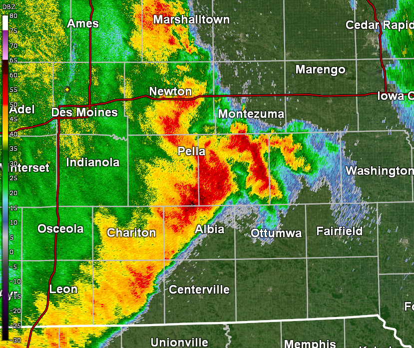 Radar image of storms on June 29, 2023