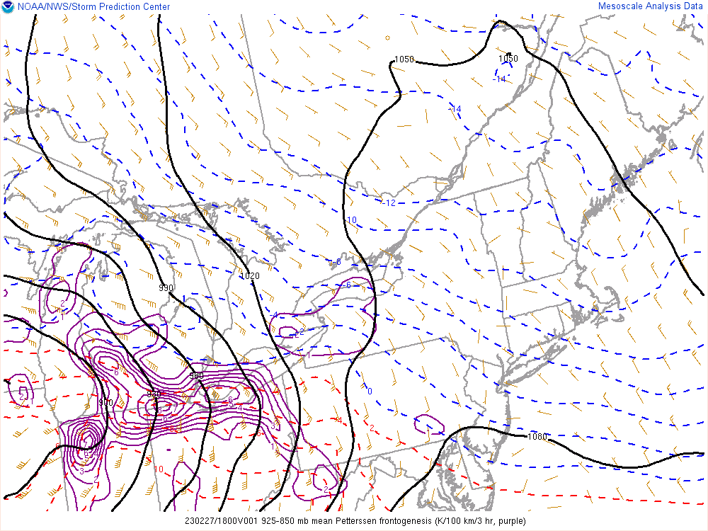 Figure 5: SPC 925-850 mb FGEN Valid Feb 27 2023 18UTC