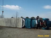 Overturned tractor trailer