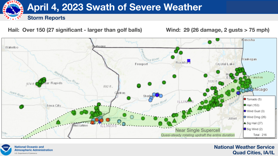 April 4, 2023 Storm Reports Map