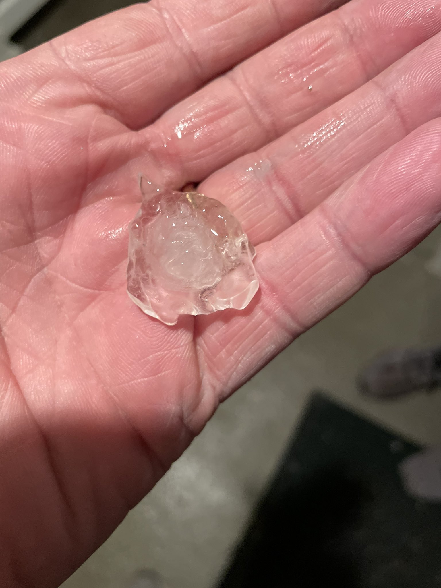 Photo of hail stone which fell in Gardner, KS.