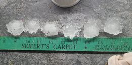 Photo of measured hail in Rock Port, MO.