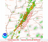 [ Tornado watch and approaching line of thunderstorms. ]