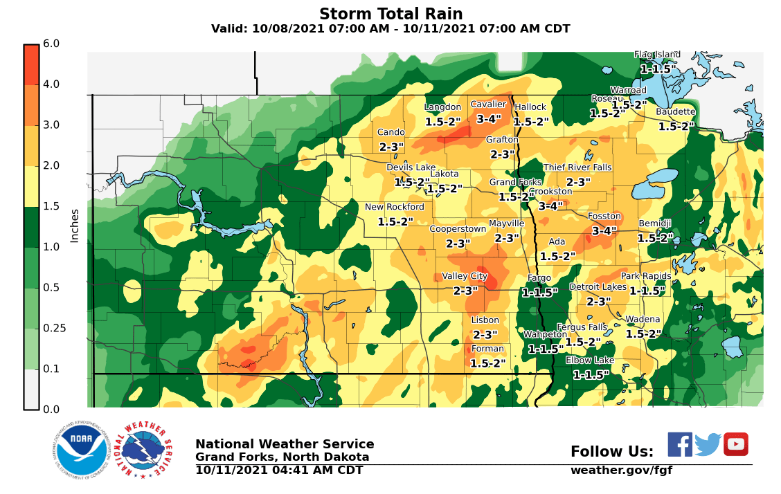 Preliminary Storm Total Map - October 8 - 11, 2021