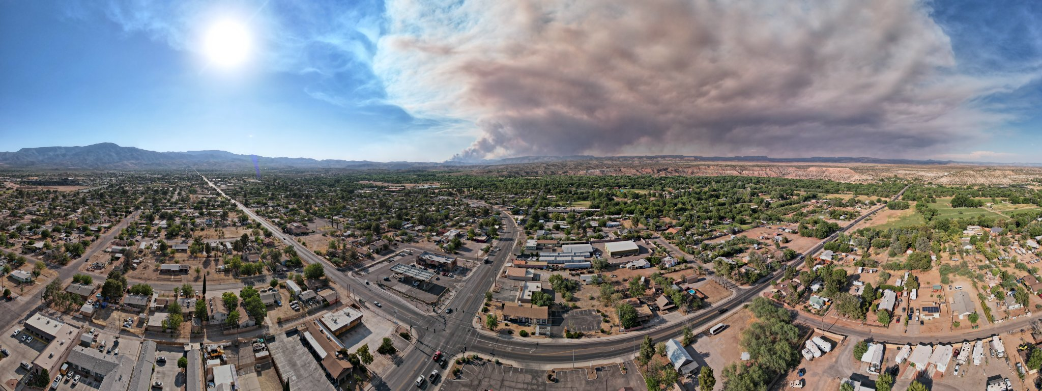 View of Rafael Fire as seen from Cottonwood looking northeastward towards the Mogollon Rim