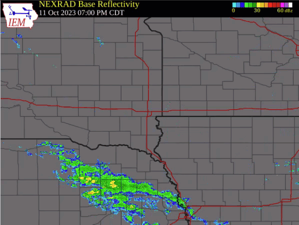 Regional radar loop from the evening of Oct 12th to late night Oct 14th