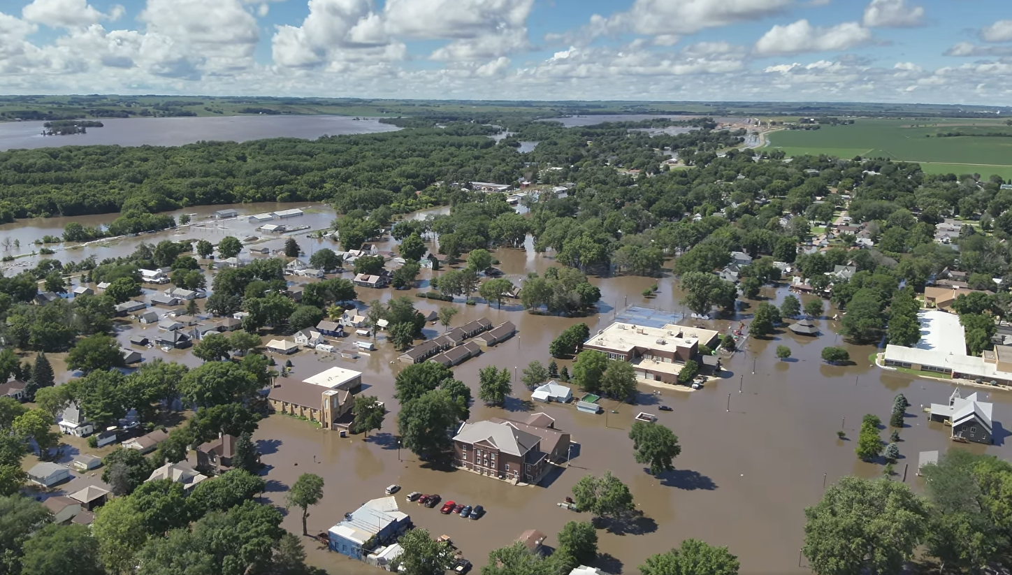 Aerial Photo of flooding in Hawarden Iowa