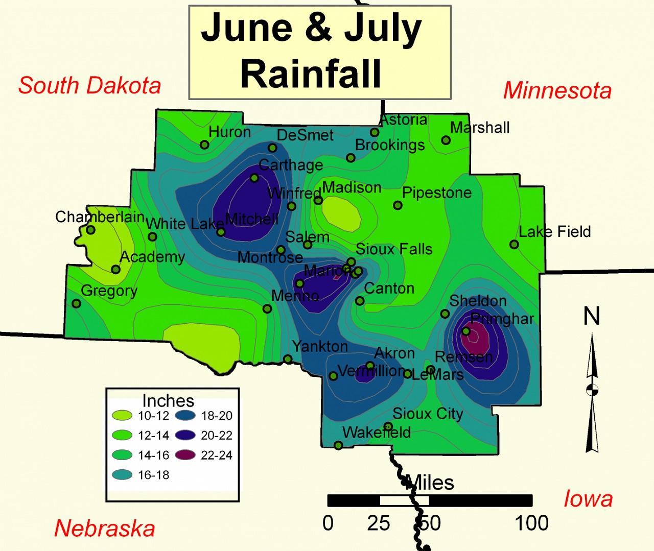 Total June and July Rainfall of 2010