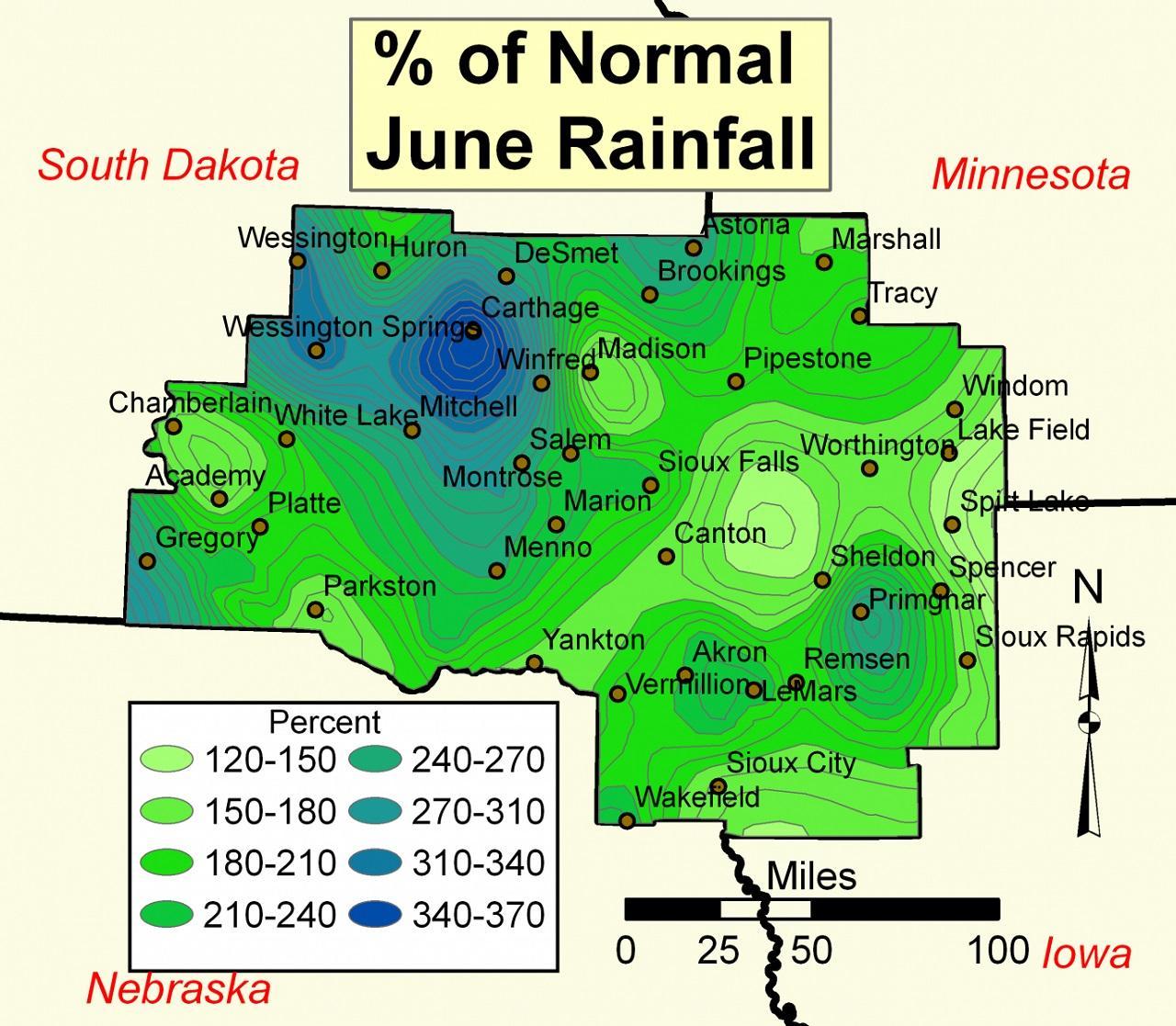 Percent of Normal June Rainfall