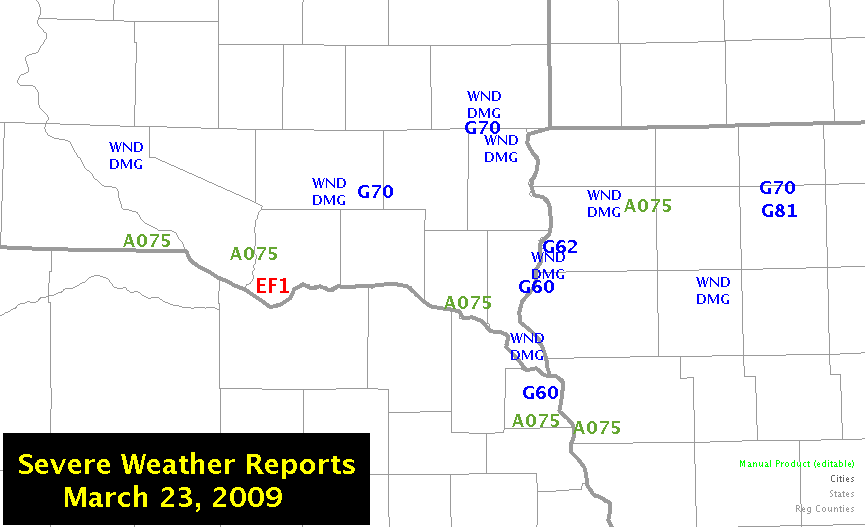 Map of severe weather reports