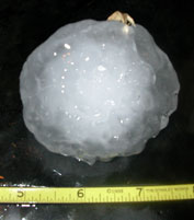 A picture taken of a 3 inch hailstone in Northeast Tarrant County.