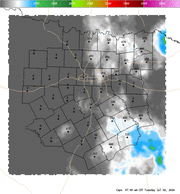 Thumbnail of an automatically generated image showing areas of convective available potential energy.