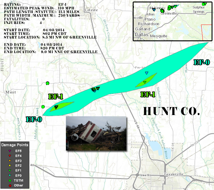 Map Showing Damage Found in Hunt County