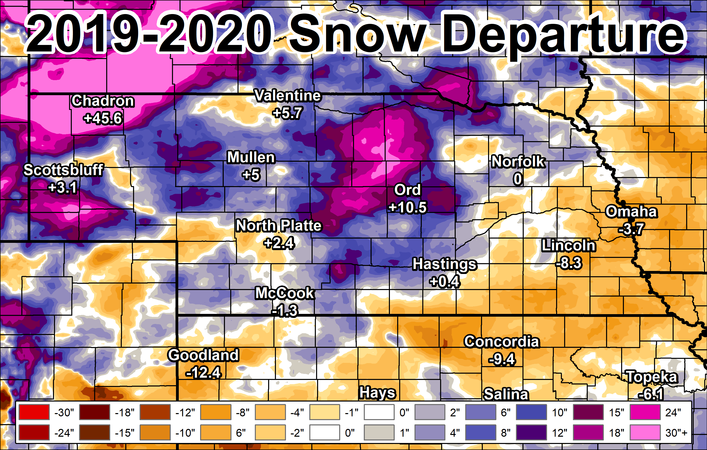 2019-2020 Seasonal Snow Summary for Our Coverage Area (Includes Totals