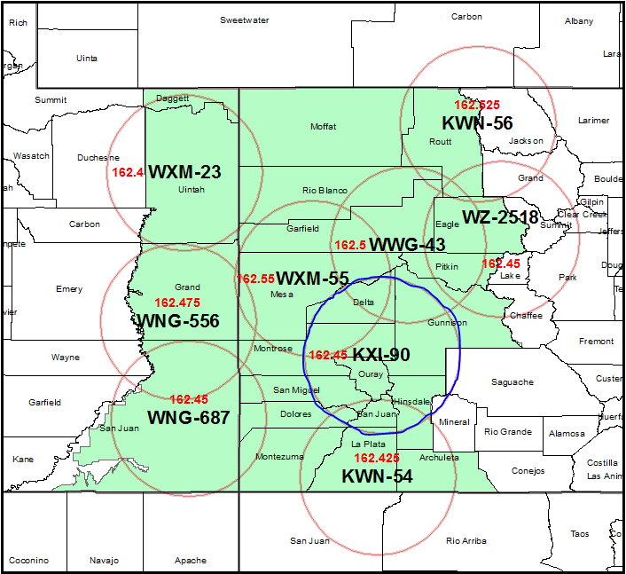 Map of NWR transmitter locations