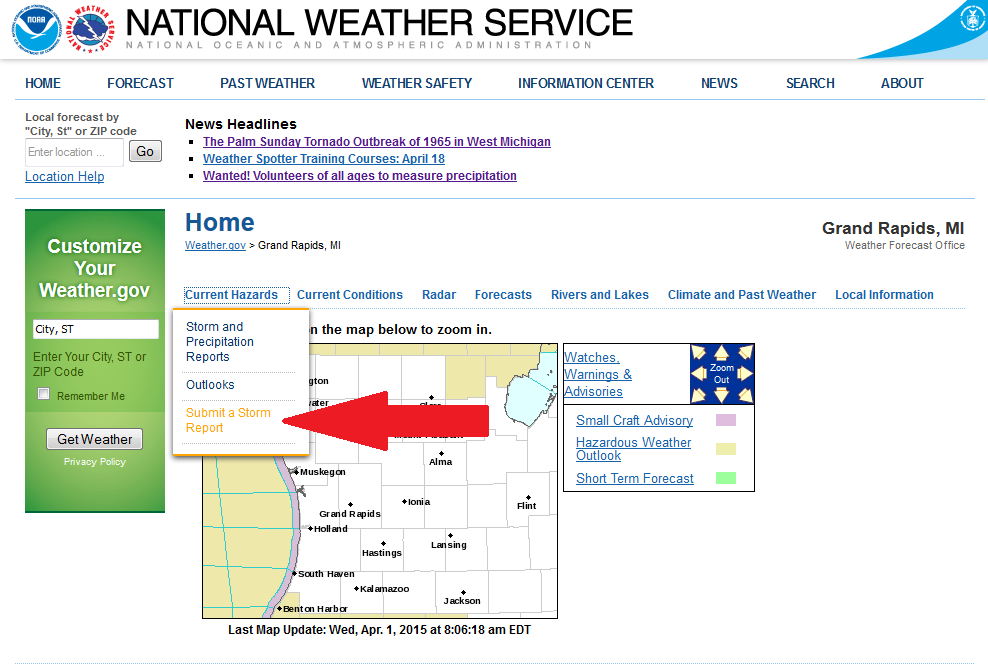 Submit Storm Report Link