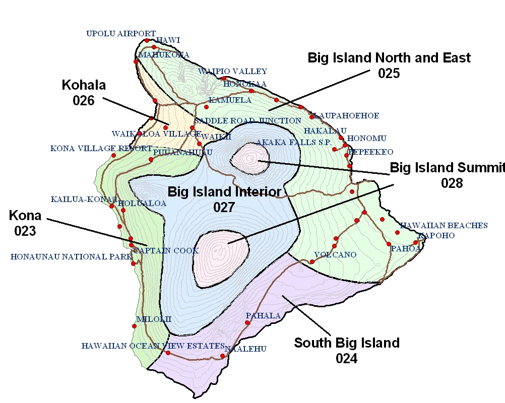 big island zip code map Forecast Area Map big island zip code map