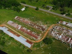 The tornado demolished these chicken houses along Alabama Highway 91 between Arkadelphia and Colony.