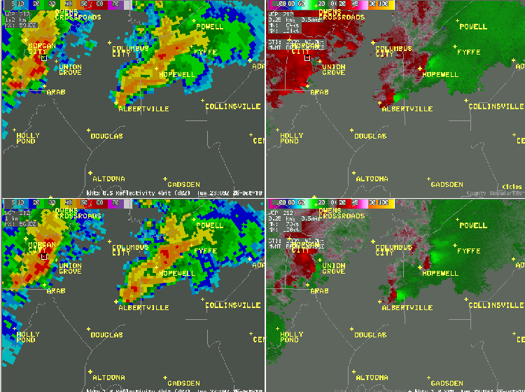 Marshall County (Mcville/Albertville) tornado radar data radar data from October 26th, 2010.