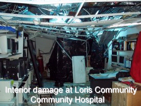Interior damage at Loris Community Hospital