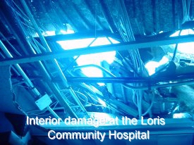 Interior damage at the Loris Community Hospital
