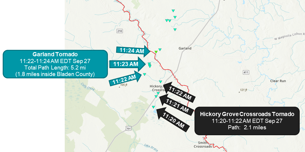 Damage reports for the Bladen County tornadoes