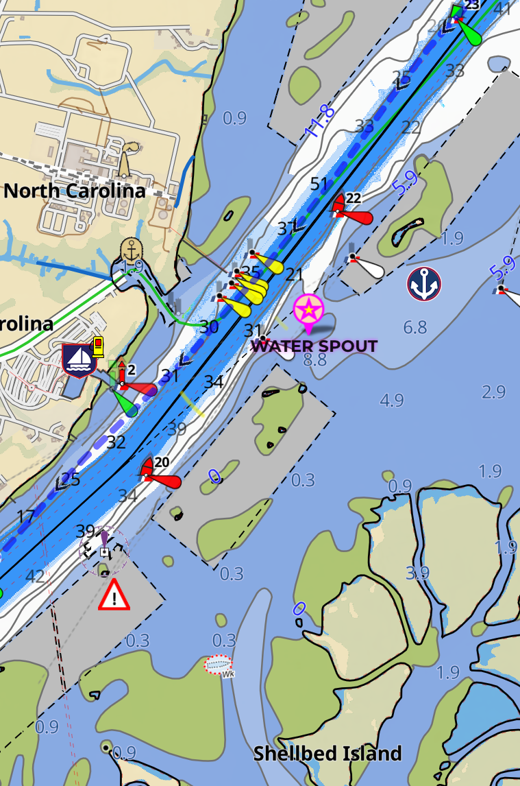 Location of the waterspout shown in the video over the Cape Fear River on March 17, 2025