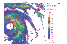 NWS Wilmington radar image of Hurricane Hugo at 0514 UTC on September 22, 1989