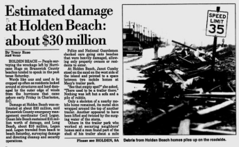 Holden Beach damage, Wilmington Star-News from September 24, 1989.