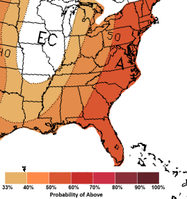 NWS CPC temperature outlook for summer 2021