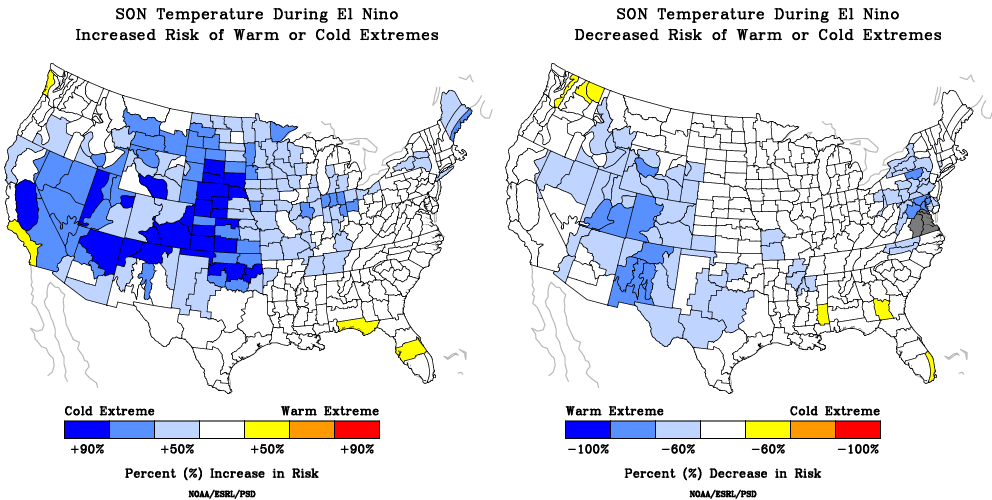 NOAA PSD temperature risks from El NiÃ±o