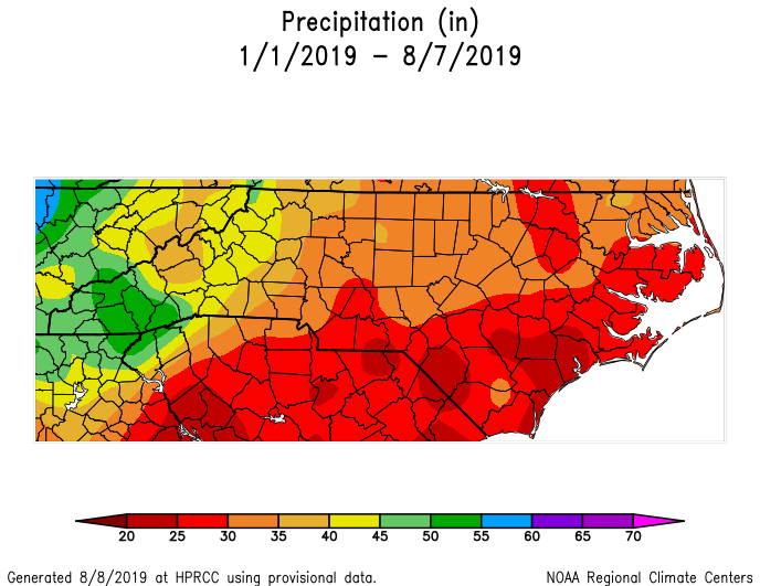 NC Rainfall Year to Date