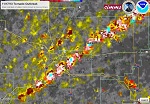 Doppler-indicated rotational tracks-Pekin & Washington Tornadoes 